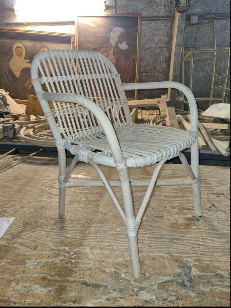 Rattan White Bistro Chair